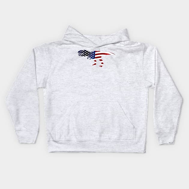 Independence Day - American Flag T-Rex Dinosaur Kids Hoodie by chrizy1688